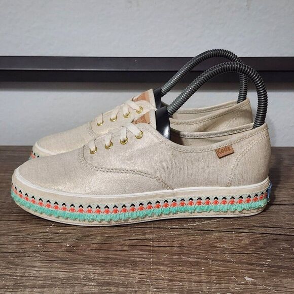 Keds Shoes - Keds Triple Decker Hulu Foxing Tassled Trim Women's Shoes Size 5.5 Beige